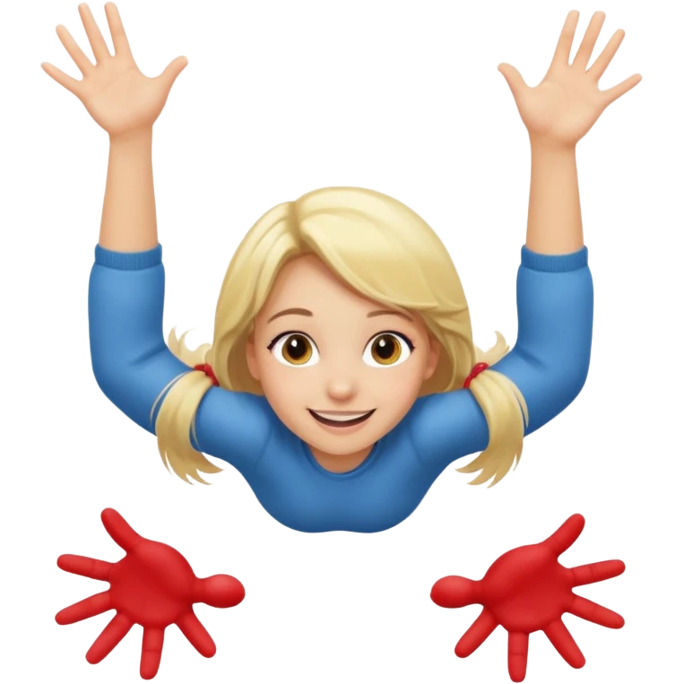 young girl crawling toward the camera, playful, smiling, hands extended emoji