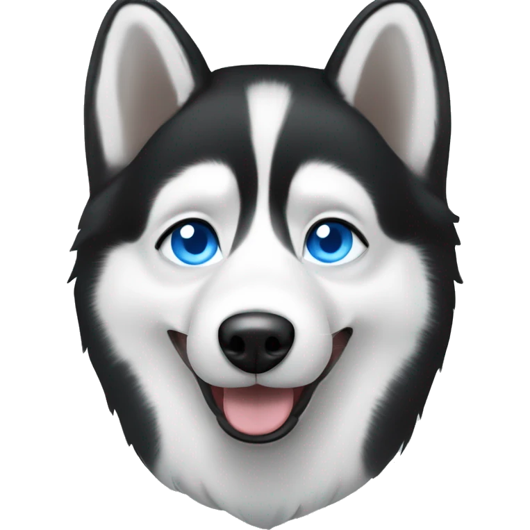 Black and white husky dog face with blue eyes emoji