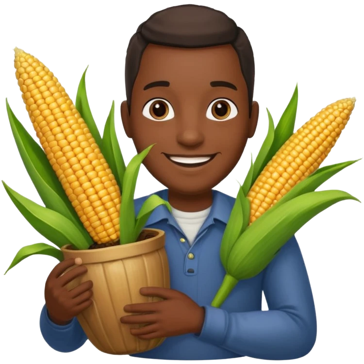 BLACK MAN HOLDING AN COOK CORN POT emoji