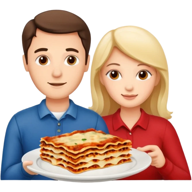 guy and girl sharing a plate of lasagna emoji