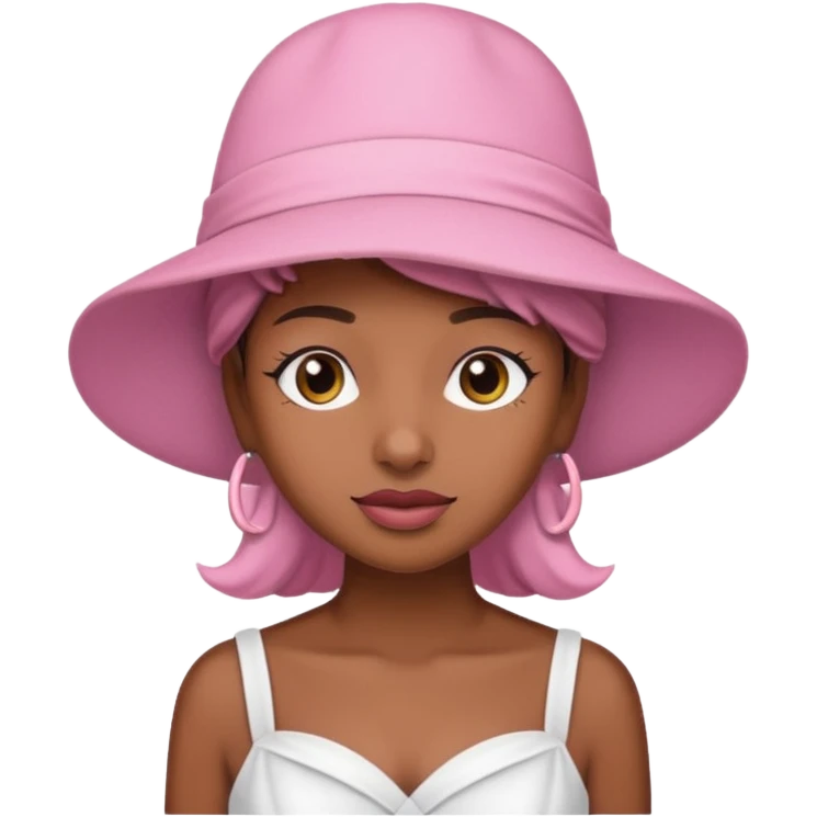 rihanah wearing Pink Hat, white dress emoji