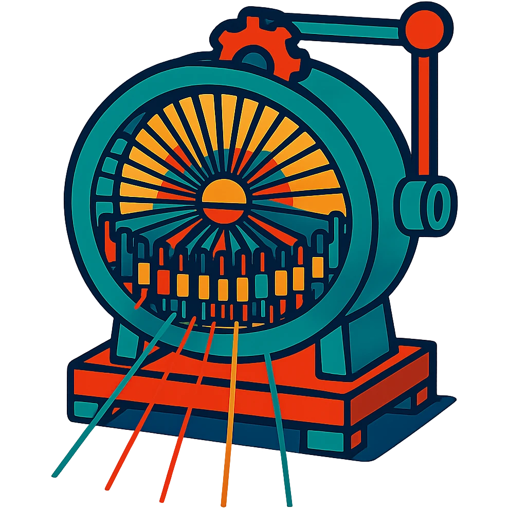 Remove the background from this stylized, colorful circular weaving machine with visible threads, keeping the style and details the same. emoji