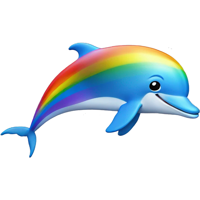 Dolphin jumping over a rainbow emoji