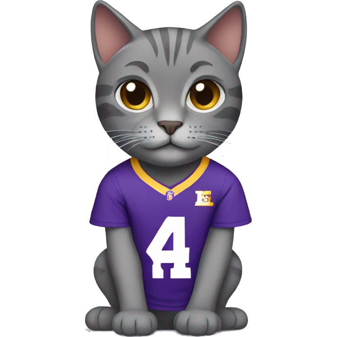 Gray cat with lakers shirt  emoji