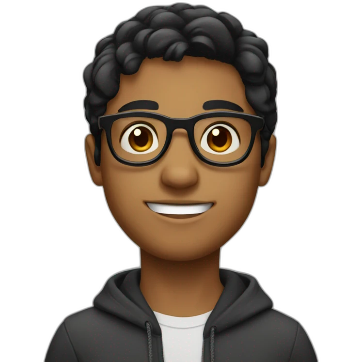 young indian guy with round glasses black eyes black hair emoji