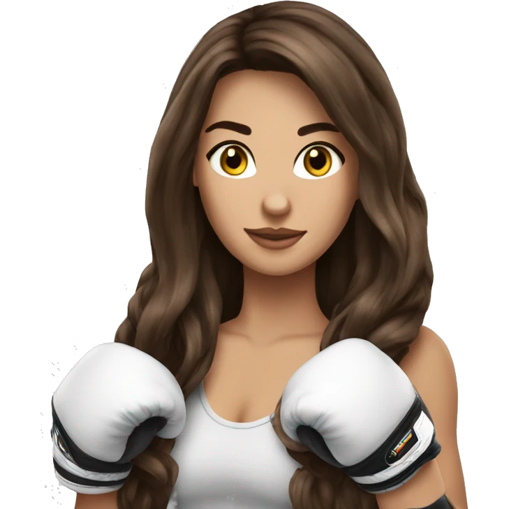 à beatiful long hair brunette with boxer gloves emoji