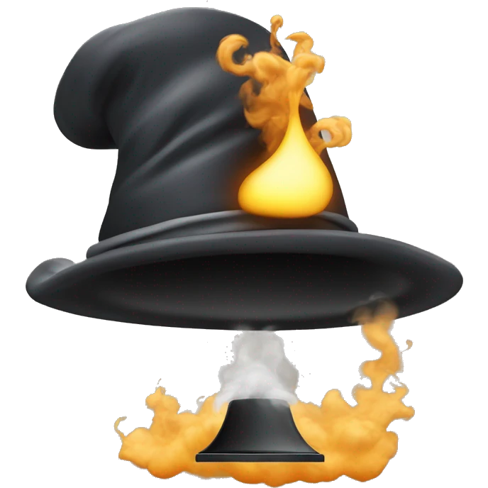 a black smoke cloud with a magicians hat on standing on a dip computer chip in an emoji style emoji