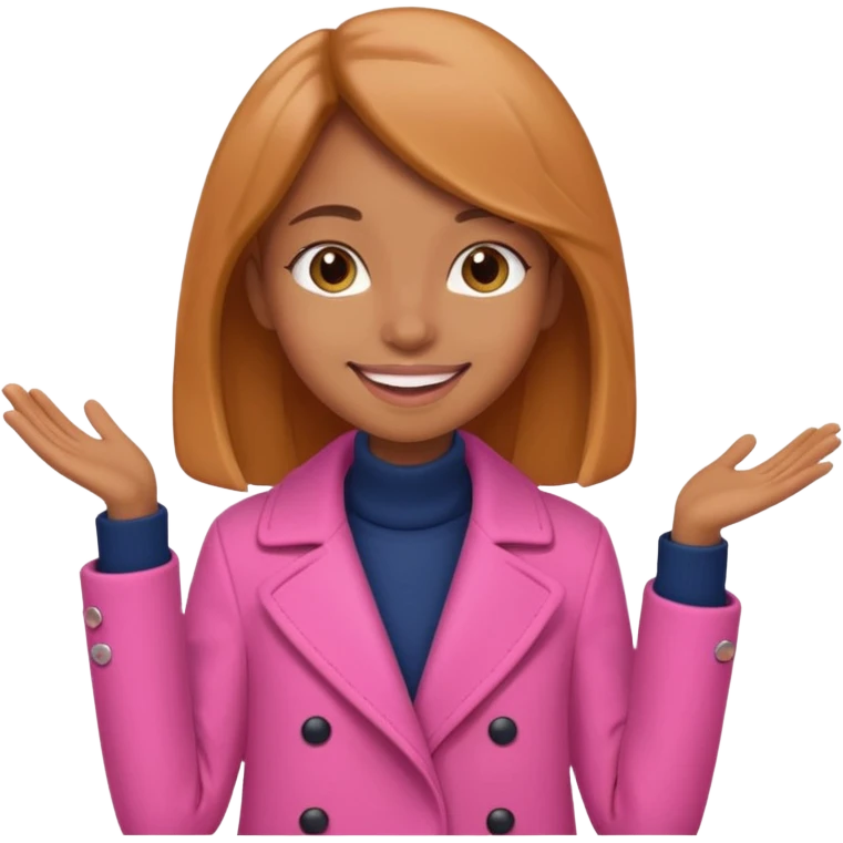 A caramel skinned girl that’s skinny and wears a pink coat  emoji