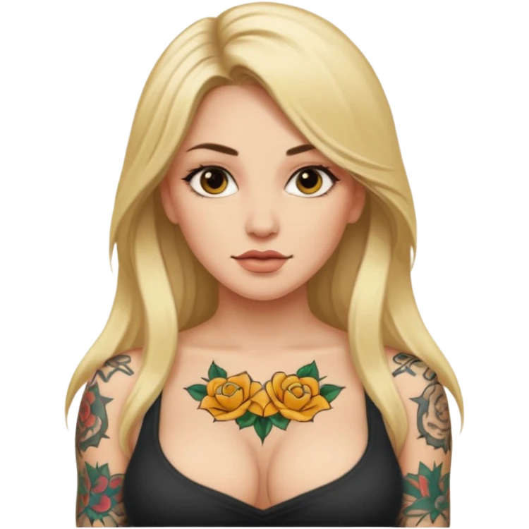 long blonde hair with big boobs and tattoos emoji
