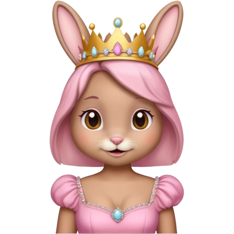 Bunny + tiara + pink dress + happy emoji
