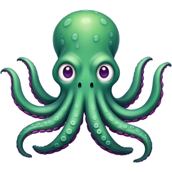 crea un emoji di un kraken cattivo verde con sfumature viola emoji