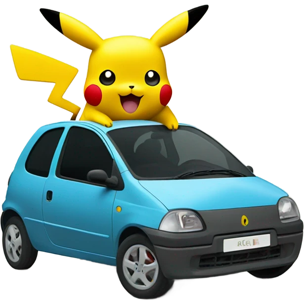 Pikachu in a twingo 1999 emoji