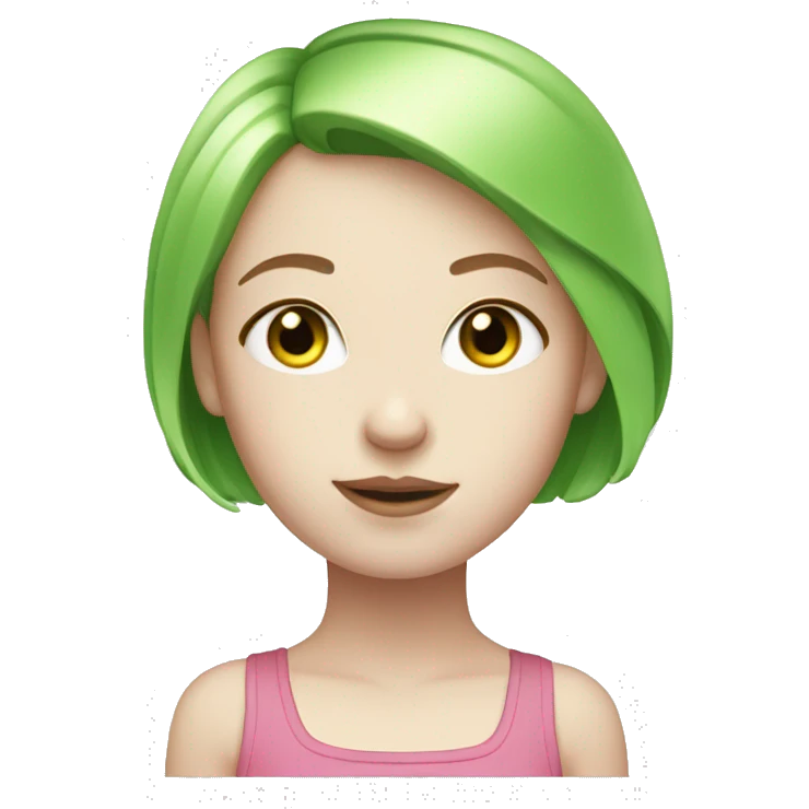 pale skin girl with pink bob hair and green eyes emoji