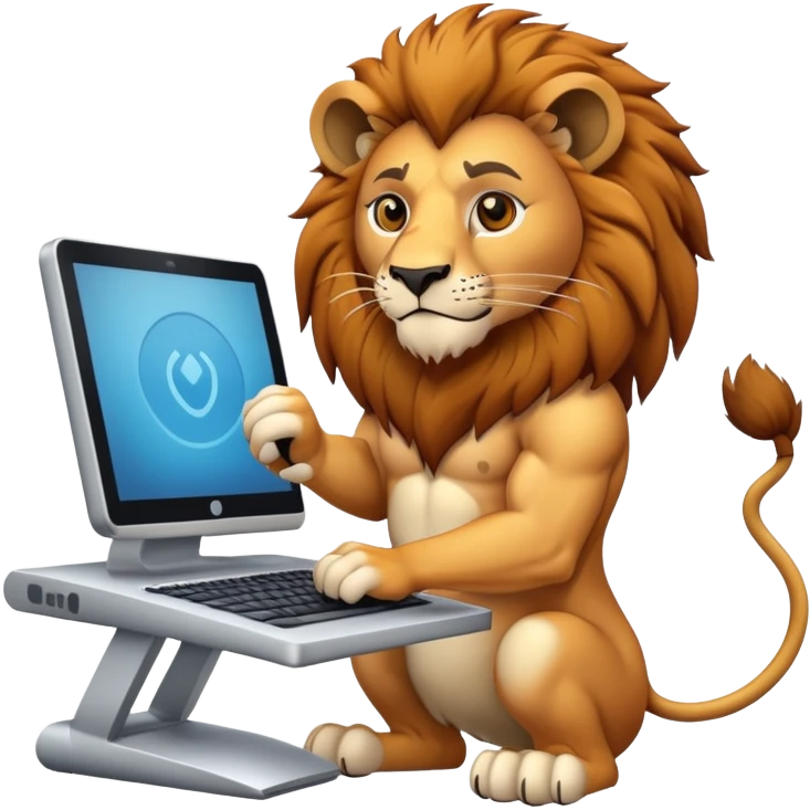 Lion with computer emoji