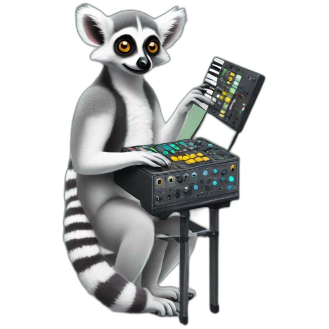 ring tailed lemur playing modular synthesizer emoji