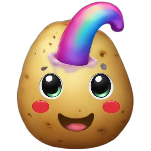 potato with unicorn head, rainbow emoji