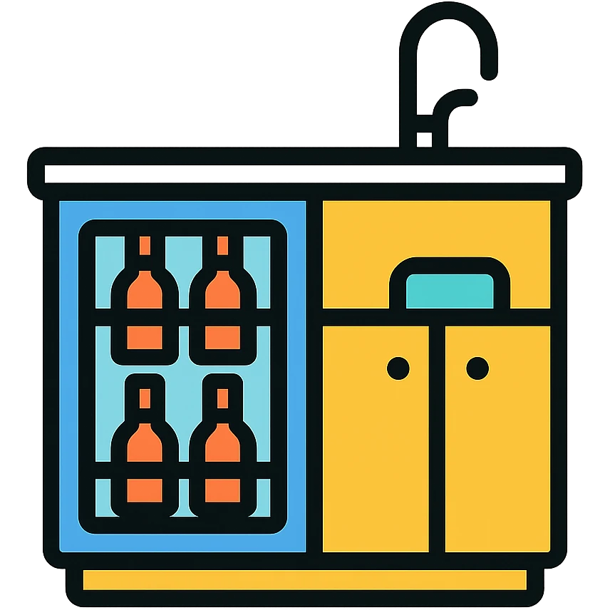 wet bar with wine fridge and sink, color outline icon style emoji
