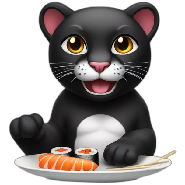 Black panthère eat sushi emoji
