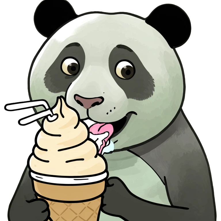 Panda eating ice cream emoji
