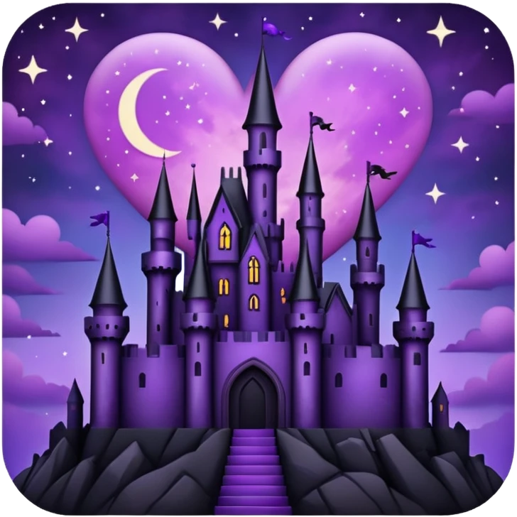 emo heart with night sky and dark castle emoji