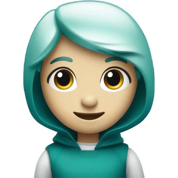AI chatbot in a dark teal colour. Cute and friendly looking. emoji