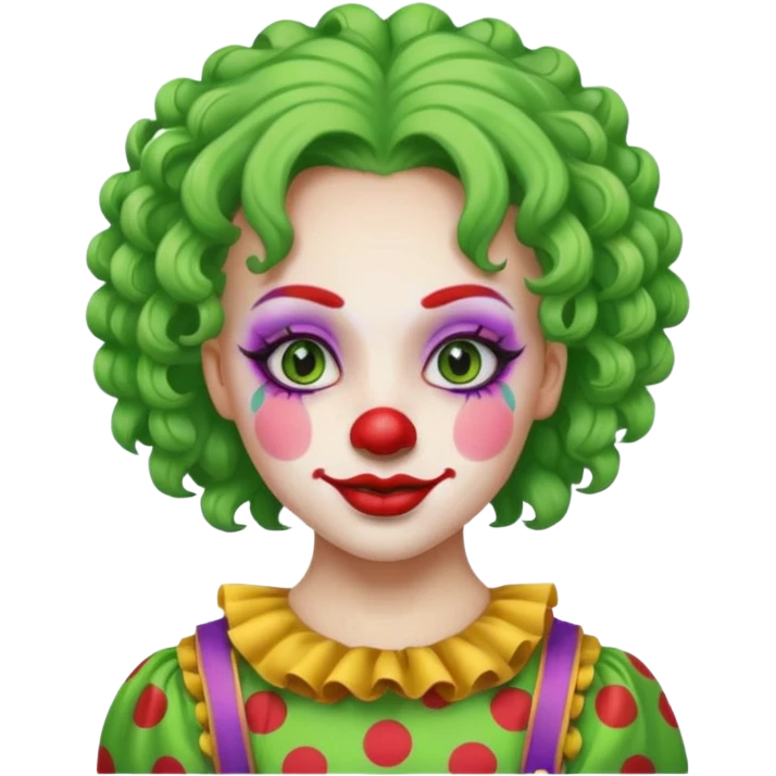 girl clown with curly green hair emoji