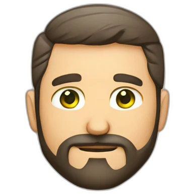 Hombre 40 años ojos verdes media barba canosa calvo nariz fina emoji