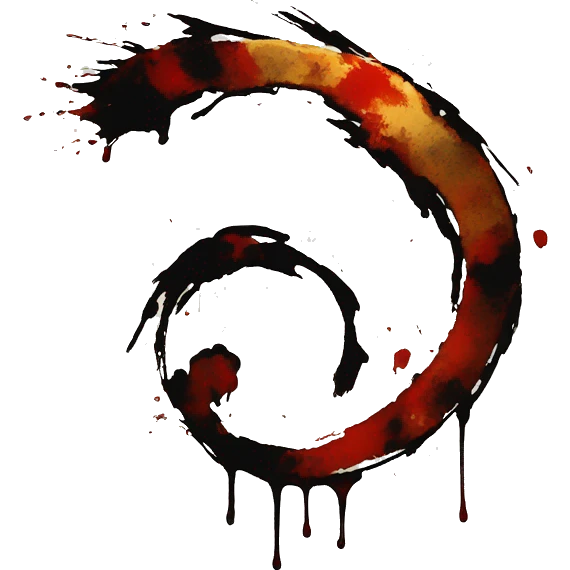 chinese brush enso with psychotic ink spatters, no eyes or mouth emoji