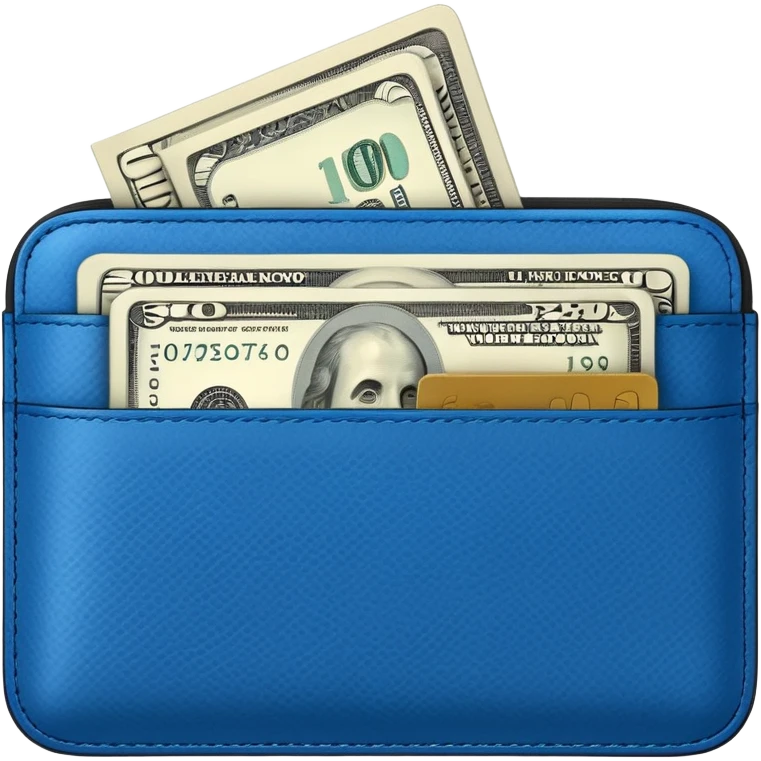 blue wallet open with money inside emoji