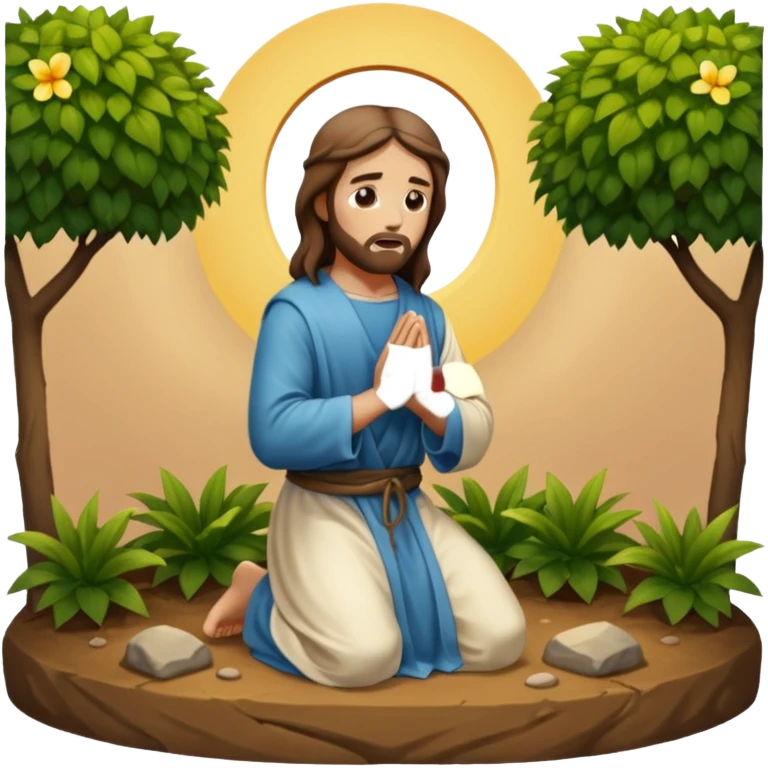 Jesus kneeling down praying in the garden of agony  emoji