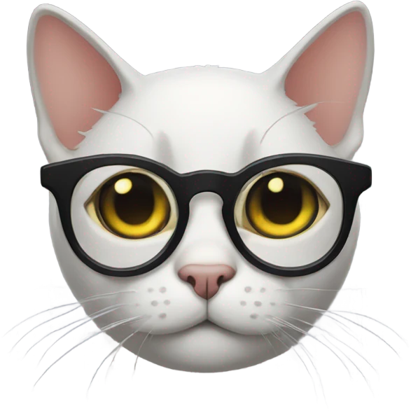 Black Cat with glasses without yellow eyes  emoji