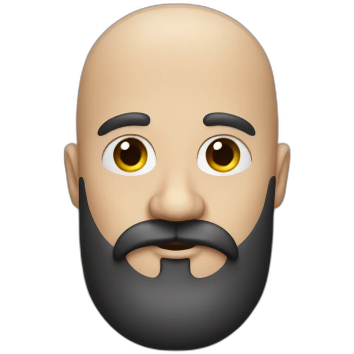 one bald man with moustache, long black beard emoji