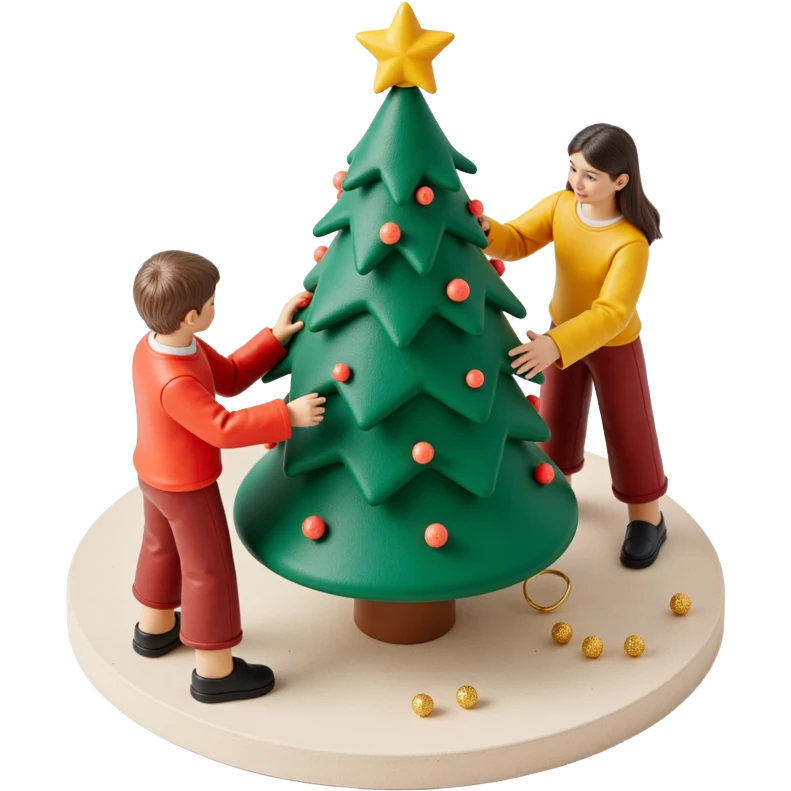 people decorating a Christmas tree emoji
