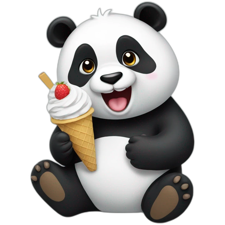 Panda eating ice cream emoji