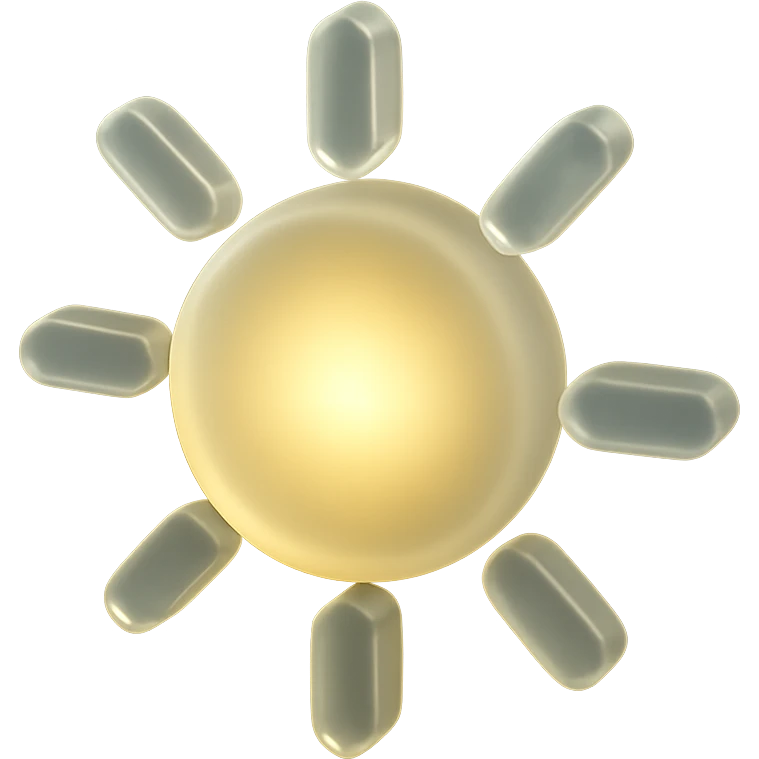 shiny sun with soft glow, inspired by Apple emoji emoji