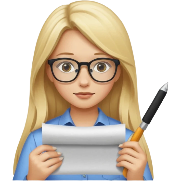 je voudrai un emoji d'une fille aux cheveux longs et blonds avec des lunettes entrain de découper DU PAPIER emoji