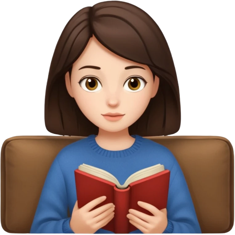 brunette reading a book cozy aesthetic emoji