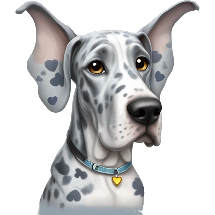 Blue Merle Great Dane wearing butterfly wings emoji