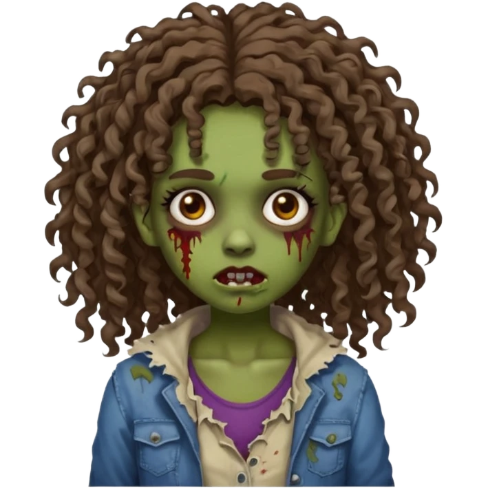 Brown curly head girl zombie emoji