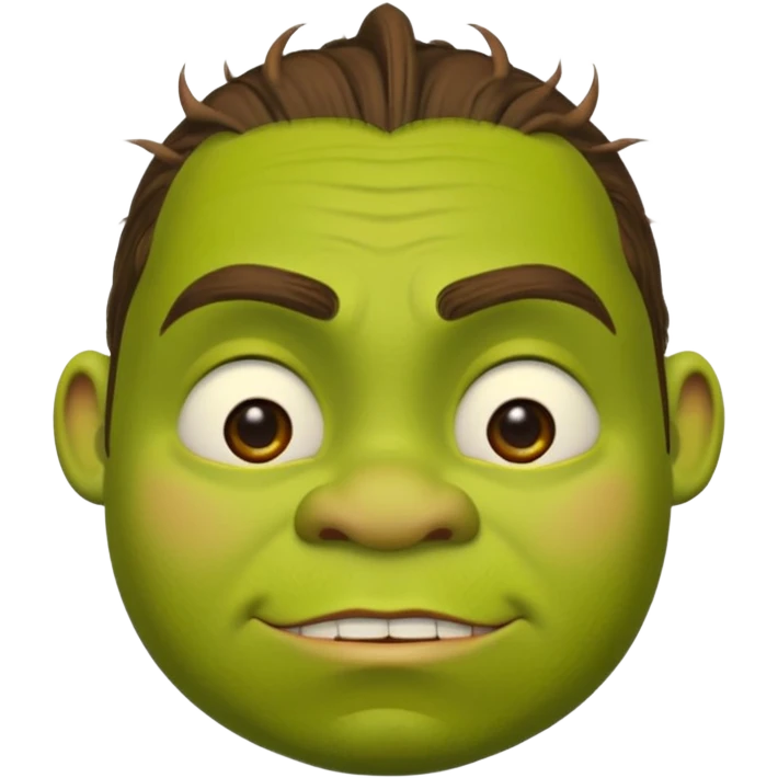 Shrek emoji face showing a 🤨 emoji