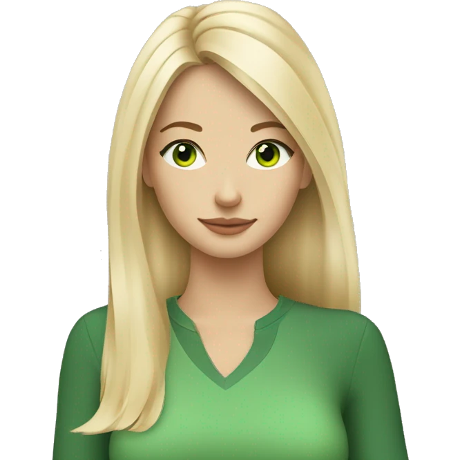 Fair blonde girl with green eyes sipping tea shoulder length hair emoji