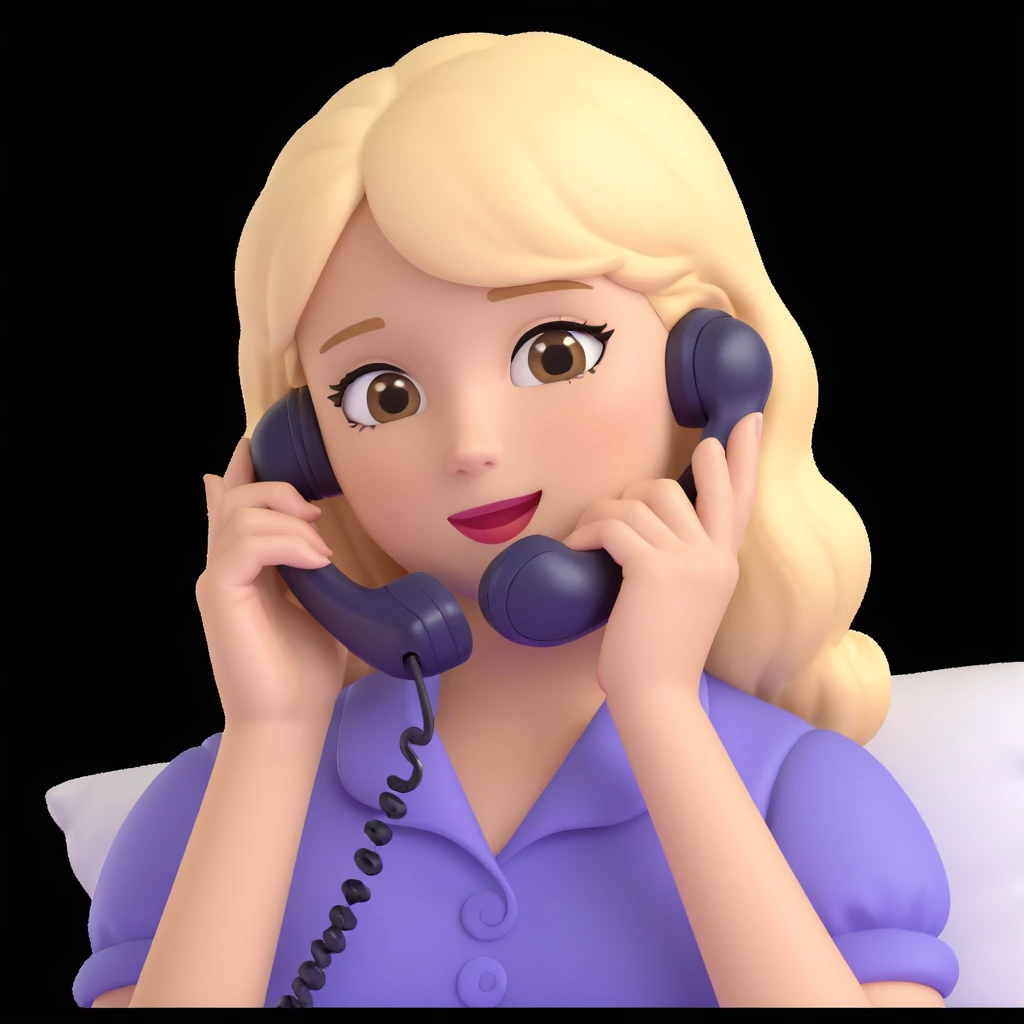 girl talking on phone bedroom background, close up pose emoji