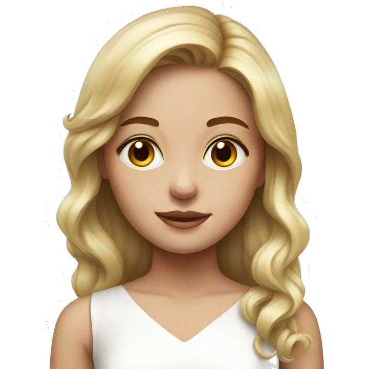 realistic portrait of a girl white dress emoji