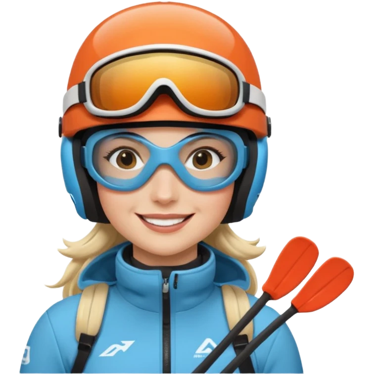 Female Alpine skiing half body emoji