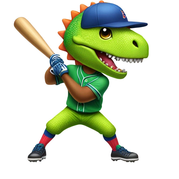baseball player wearing a dinosaur costume emoji