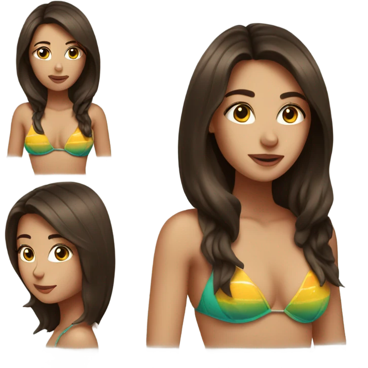 brunette girl wearing bikini  emoji