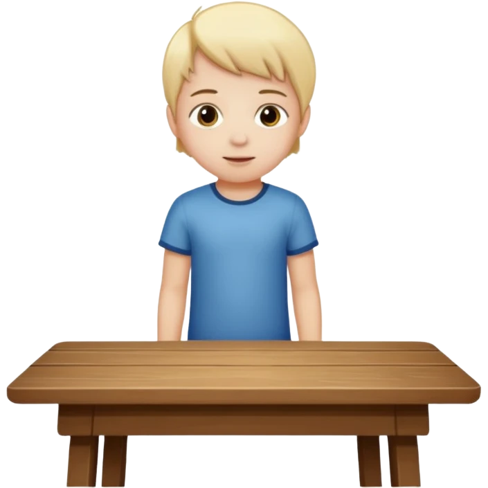 niño parado encima de una mesa emoji
