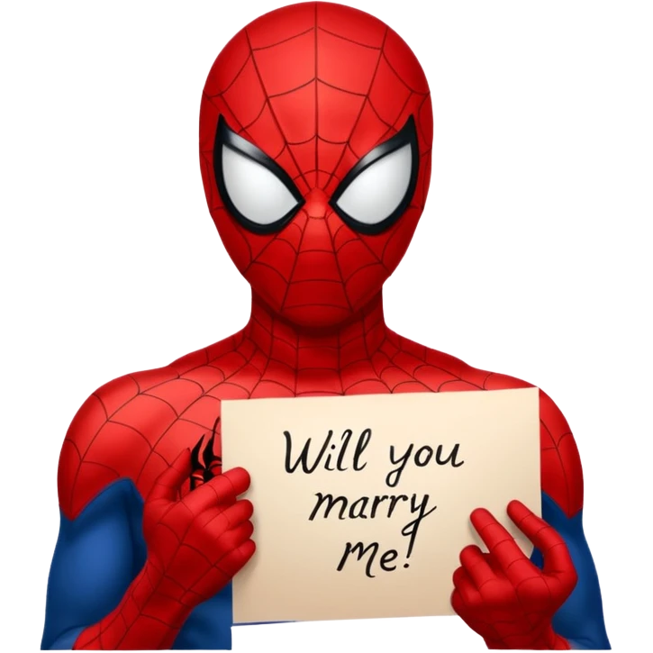 will you marry me, with a Spiderman writing style emoji