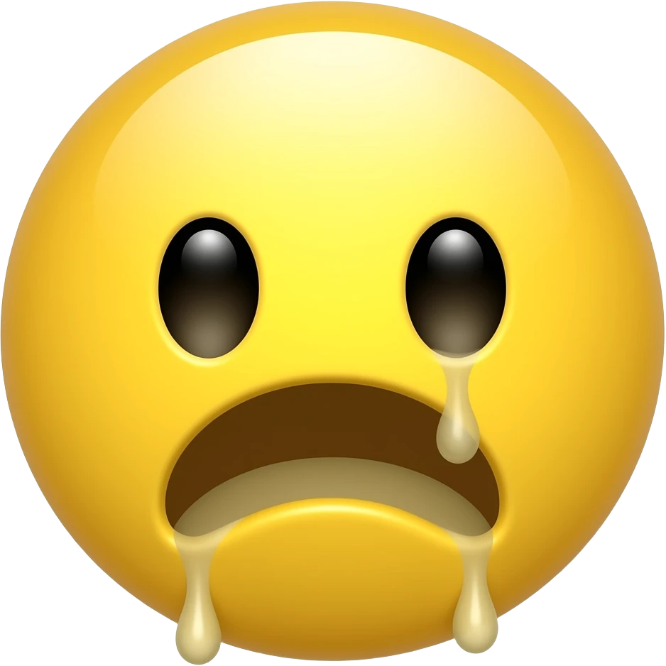 Yellow round glossy Emoji projectile vomiting emoji