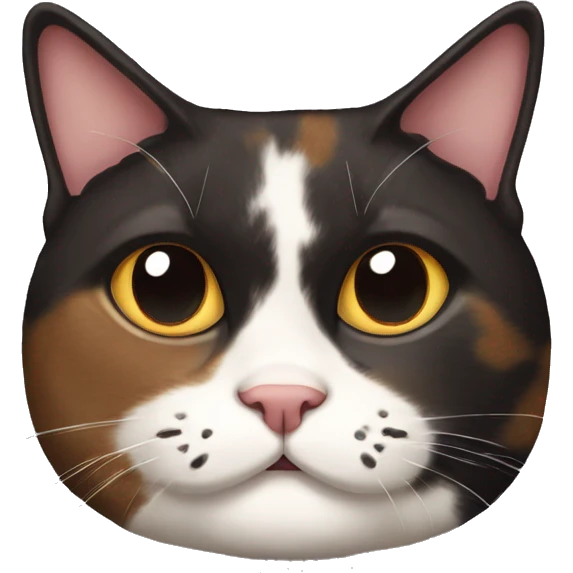 Fat calico cat with dark sundae emoji